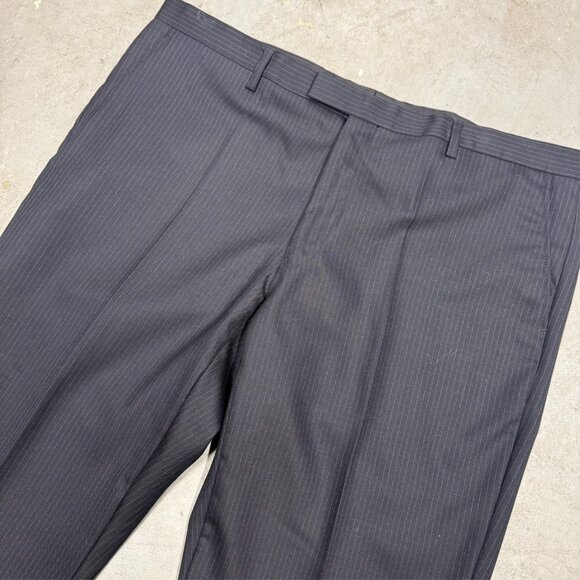 KENZO Paris Dress Pants Navy Blue Wool Trousers Pinstripe 40x34 - Picture 2 of 10